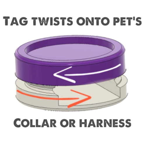 Twist On Colorful Bold Pet ID Tag, Silent and Ringless